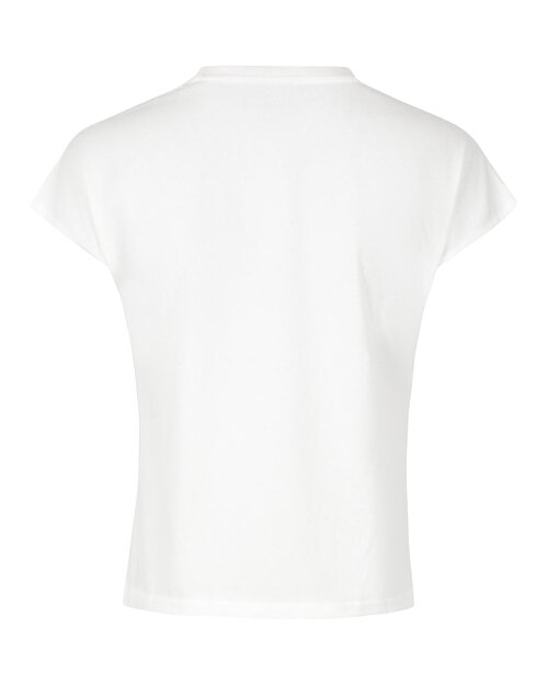 Topp v-ringad broderad blommor fram offwhite - 3