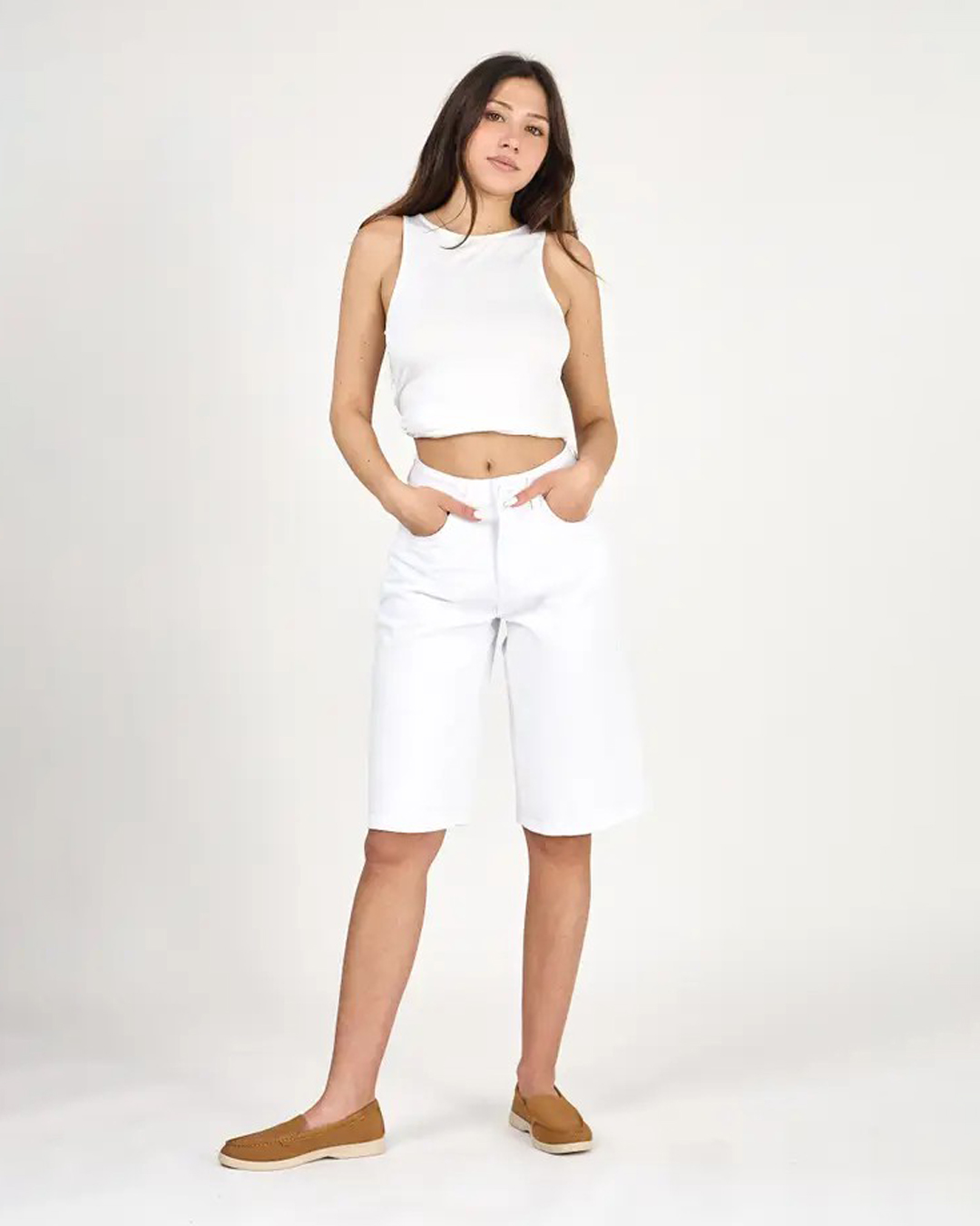 Jeansshorts Clara bermuda baggy vit - 3