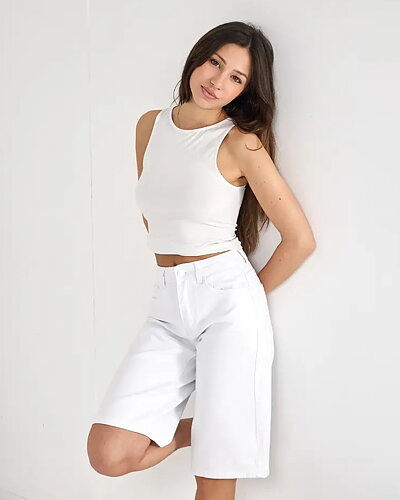 Jeansshorts Clara bermuda baggy vit