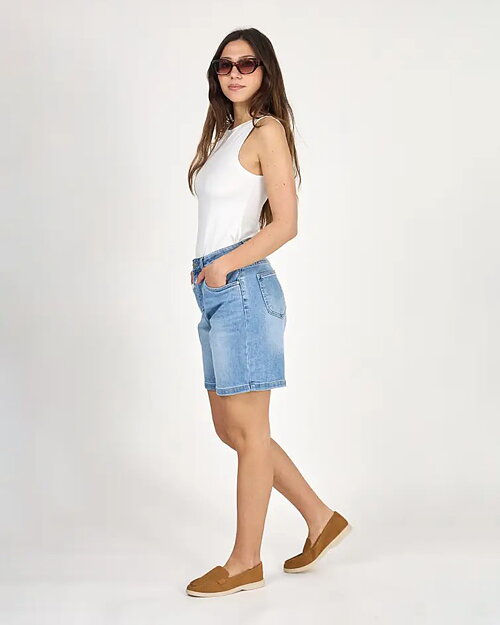 Jeansshorts Cyria baggy kort mellanblå - 4