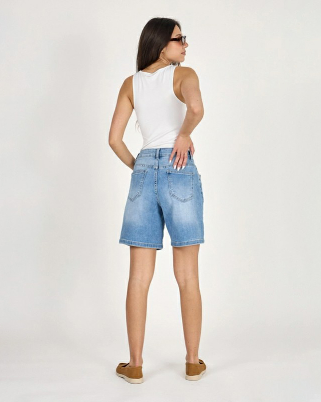 Jeansshorts Cyria baggy kort mellanblå - 6