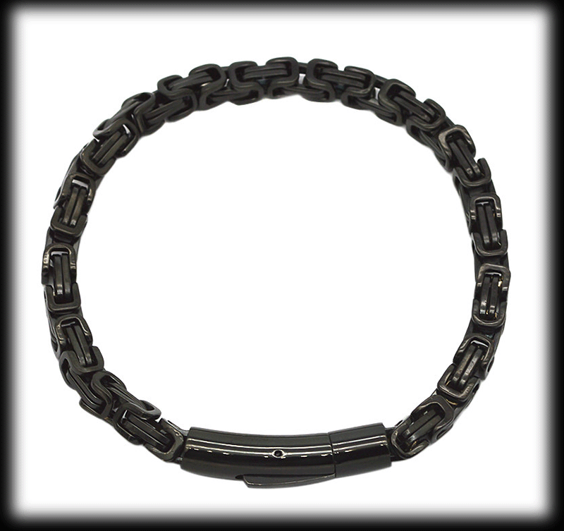 5 mm. Armband kejsarlänk i svart stål.