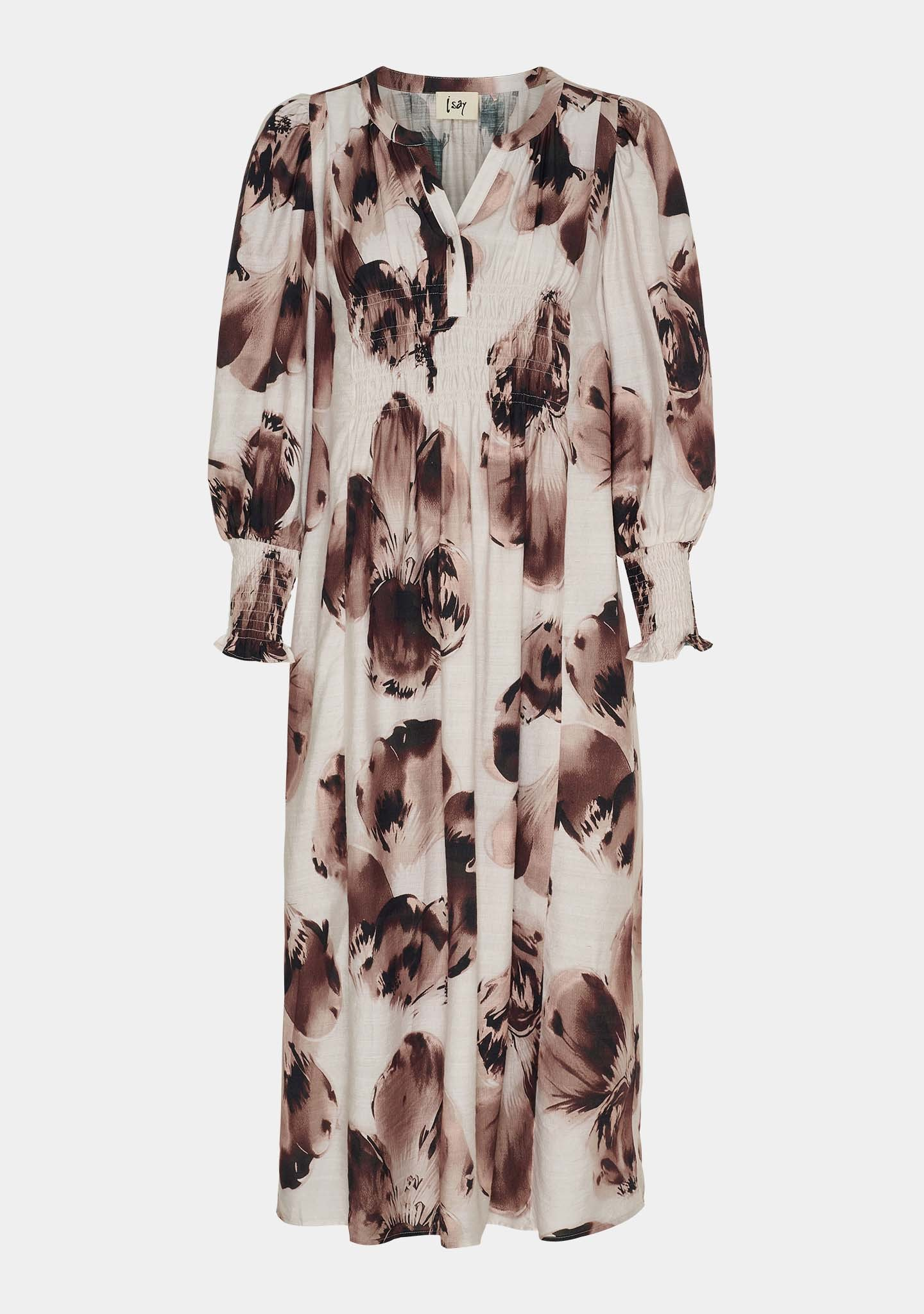 Naomi V-neck Dress - Aubergine Floral - Isay