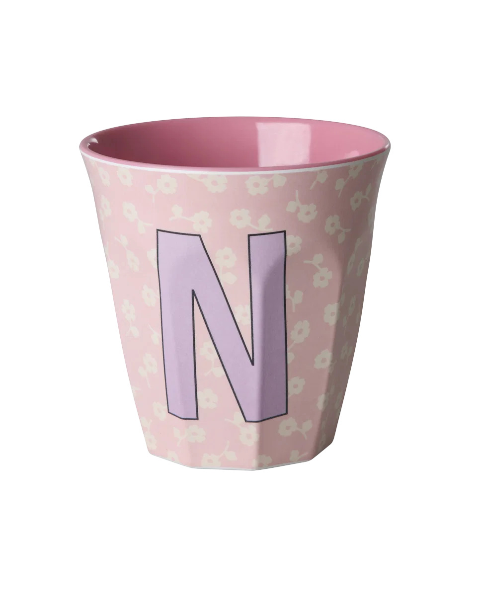 Mugg i melamin, Alfabetsmugg N Flowers, Rice