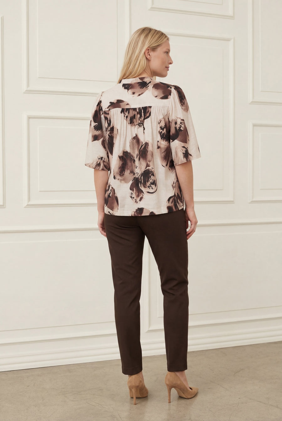 Naomi S/S Blouse - Aubergine Floral - Isay