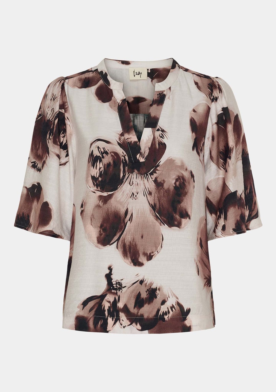 Naomi S/S Blouse - Aubergine Floral - Isay - 4