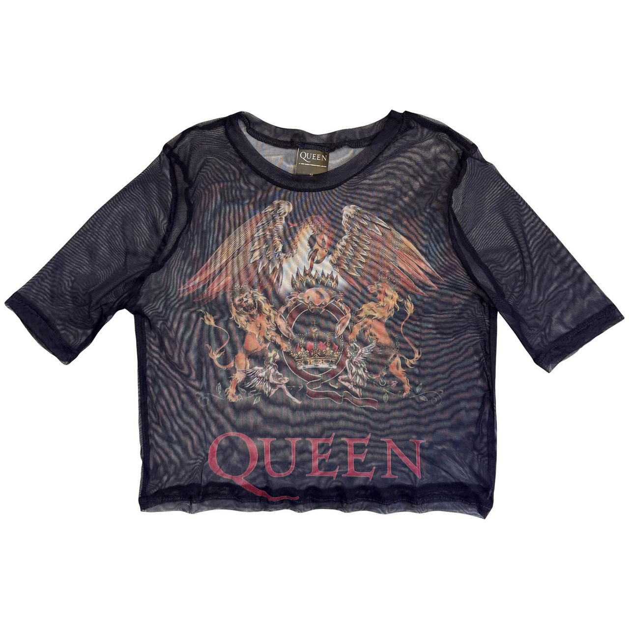 Queen Dam Mesh-Crop Top: Classic Crest (Marinblå) - 2