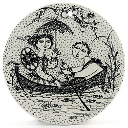 Björn Wiinblad (1970s) Round July Wall Plaque with Graphic People Decor 15 cm