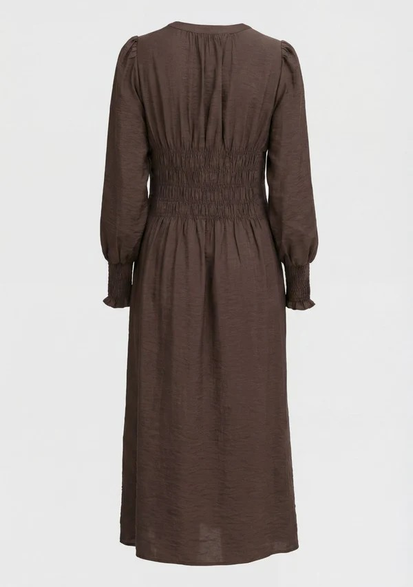 Ane V-neck Dress - Dark Brown - Isay  - 3