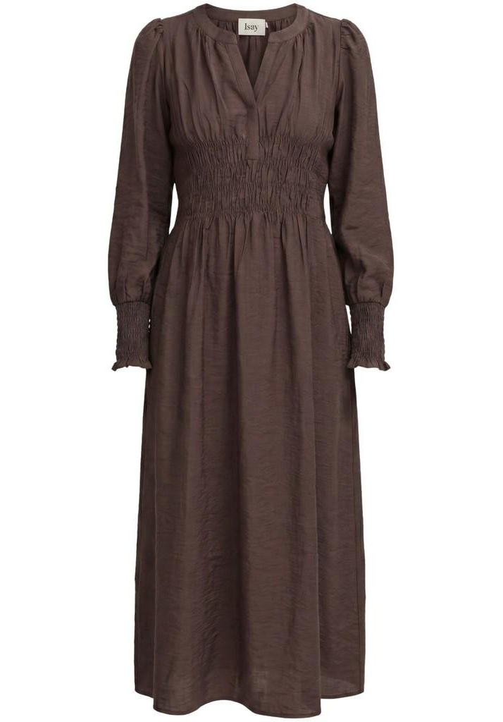Ane V-neck Dress - Dark Brown - Isay 