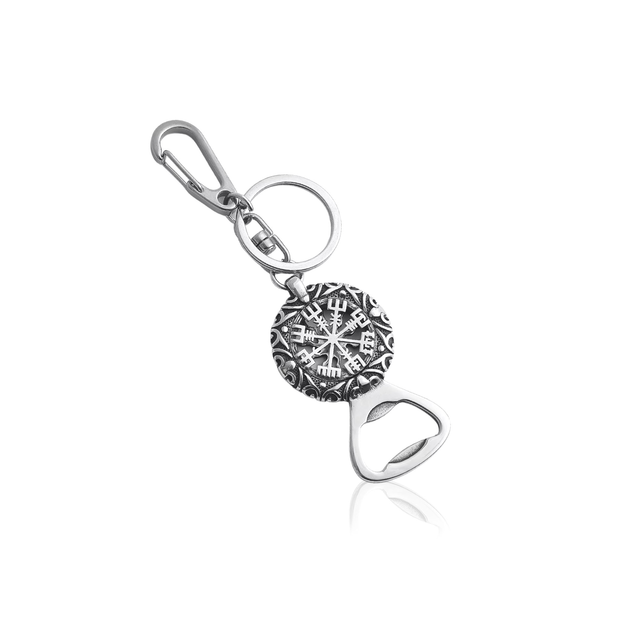 Vegvisir nyckelring med kapsylöppnare silver