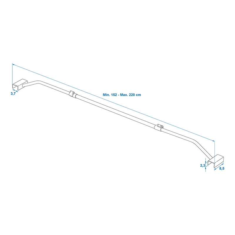 Presenningsbygeln justerbar i metall 152-220cm - 5