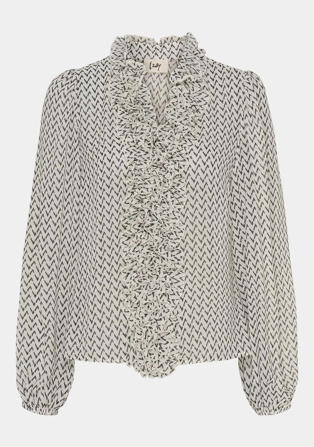 Vibse Ruffle Blouse - Black Zig Zag - Isay