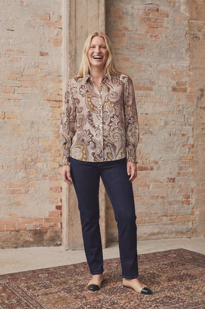 Lotta Smock Shirt - Taupe Paisley - Isay