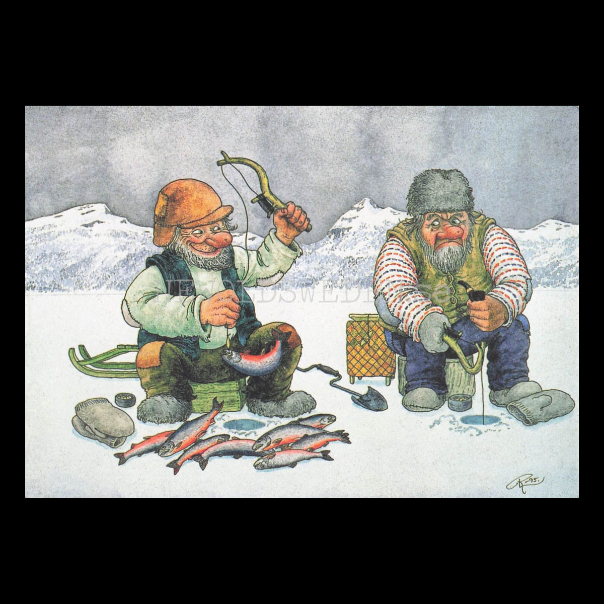 FISKELYCKA No: 268 - 60268- Trollkort Rolf Lidberg Vykort A6 - 914