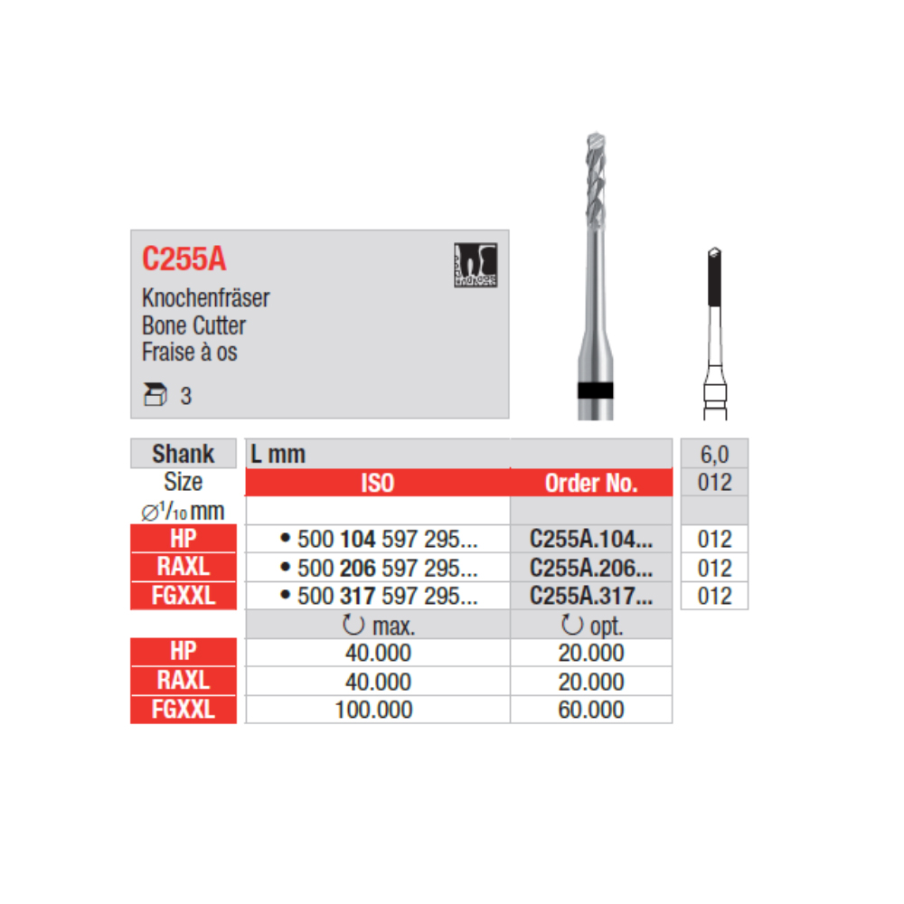 Edenta® VST  Bone Cutter C255A 205 012, 3st