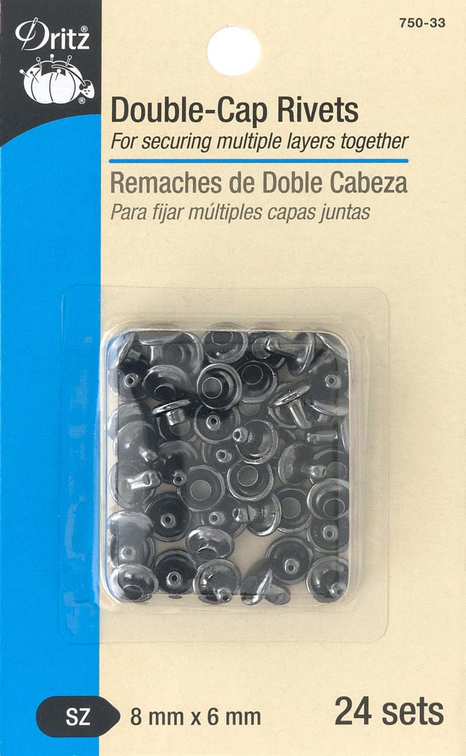 Dubbelnitar gunmetal, 8mm - Dritz