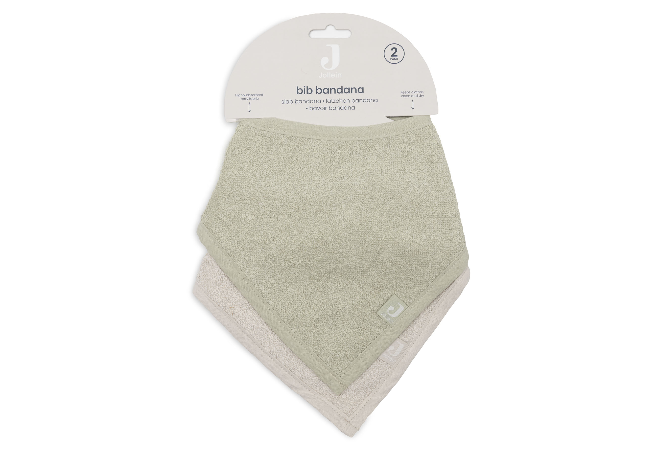 Jollein Haklapp Bandana Soft Matcha/Sand (2pack) - 4