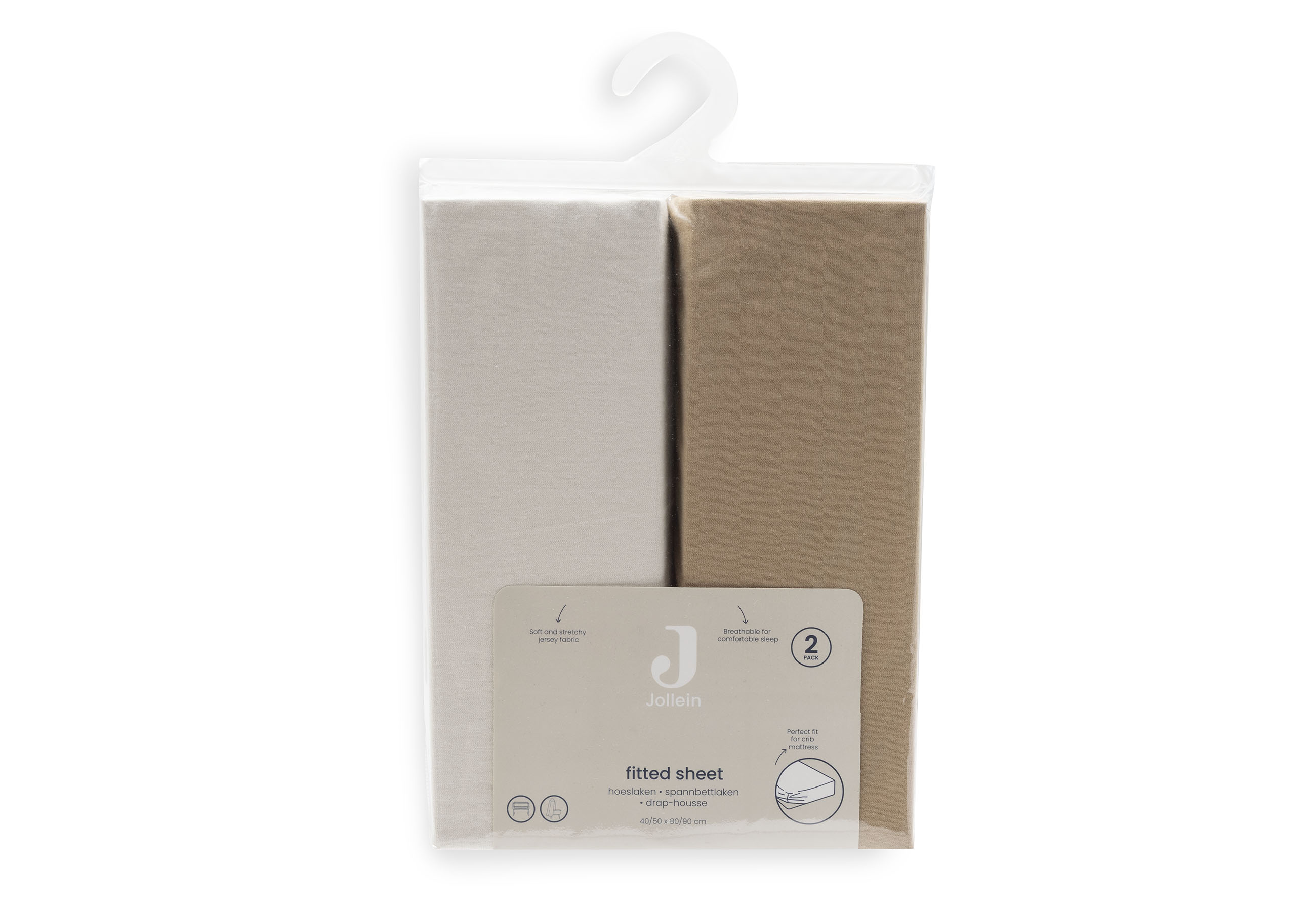 Jollein Dra-på-lakan Jersey 40/50x80/90cm Hazel/Oatmeal (2pack) - 6