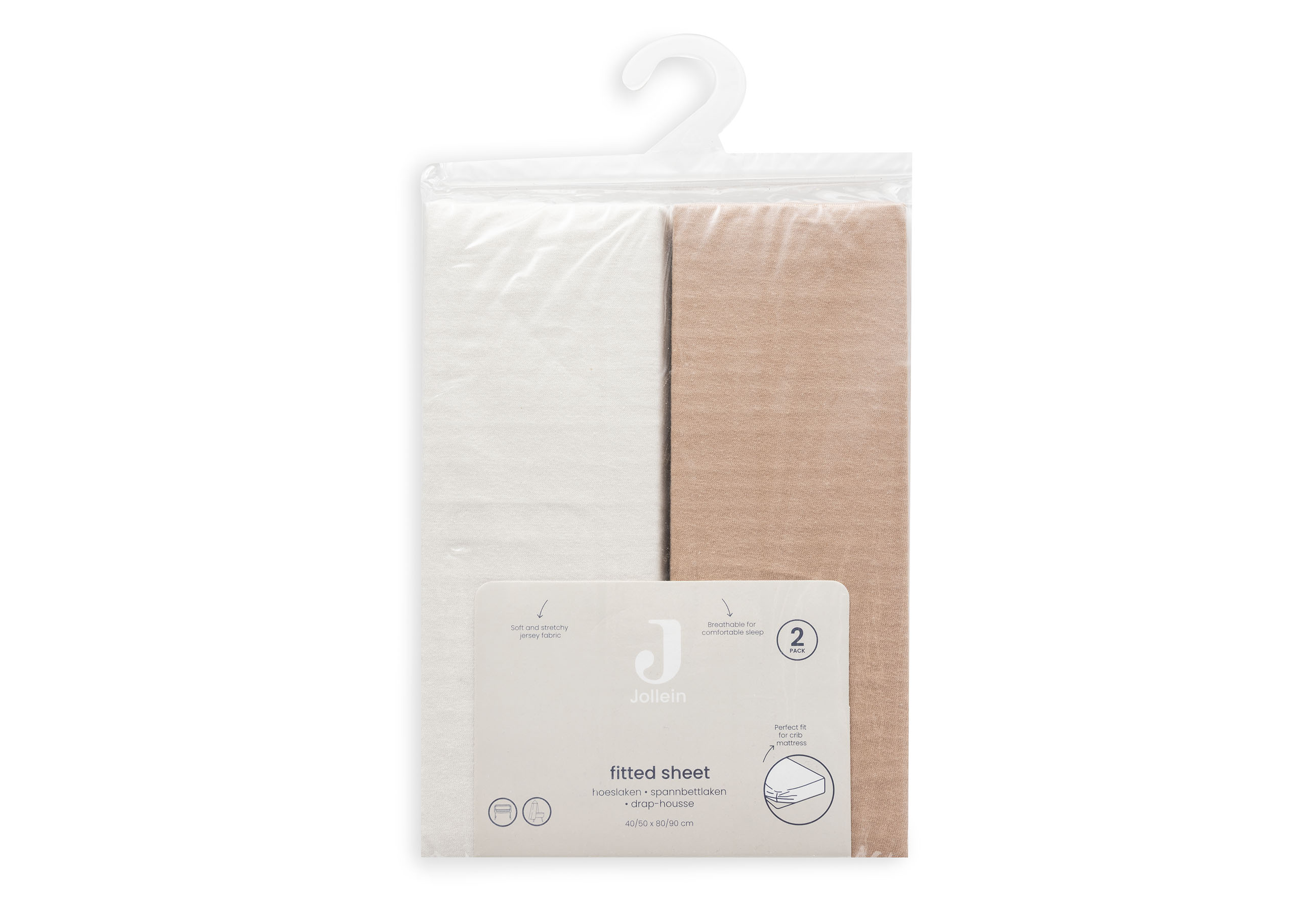 Jollein Dra-på-lakan Jersey 40/50x80/90cm L.Terra/Oatmeal (2pack) - 6