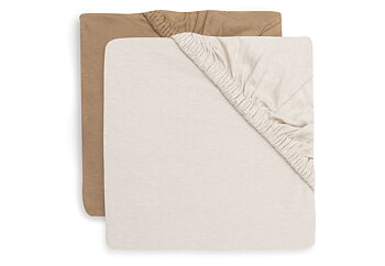 Jollein Dra-på-lakan Jersey 60x120cm Hazel/Oatmeal (2pack)