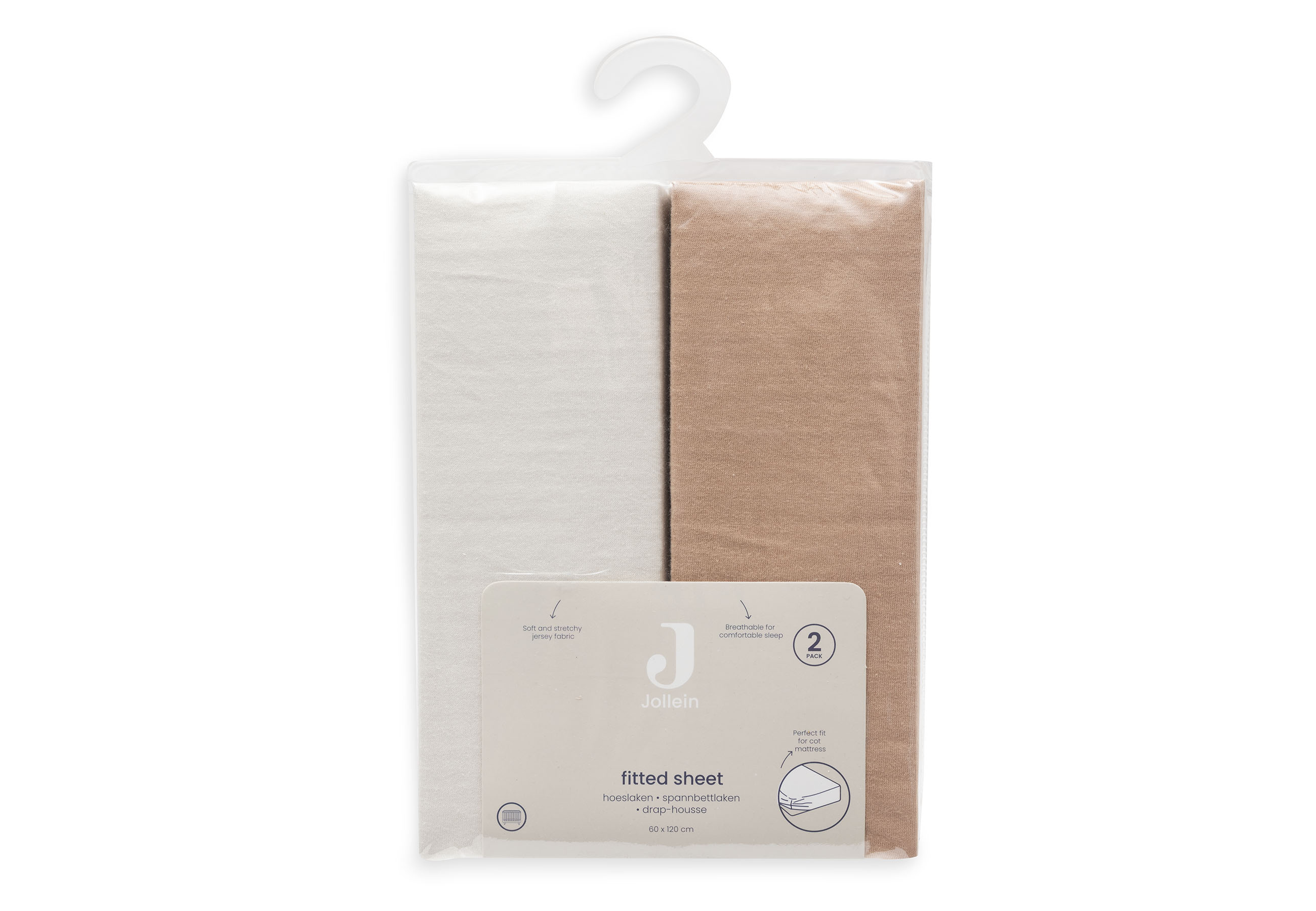 Jollein Dra-på-lakan Jersey 60x120cm Light Terra/Oatmeal (2pack) - 6