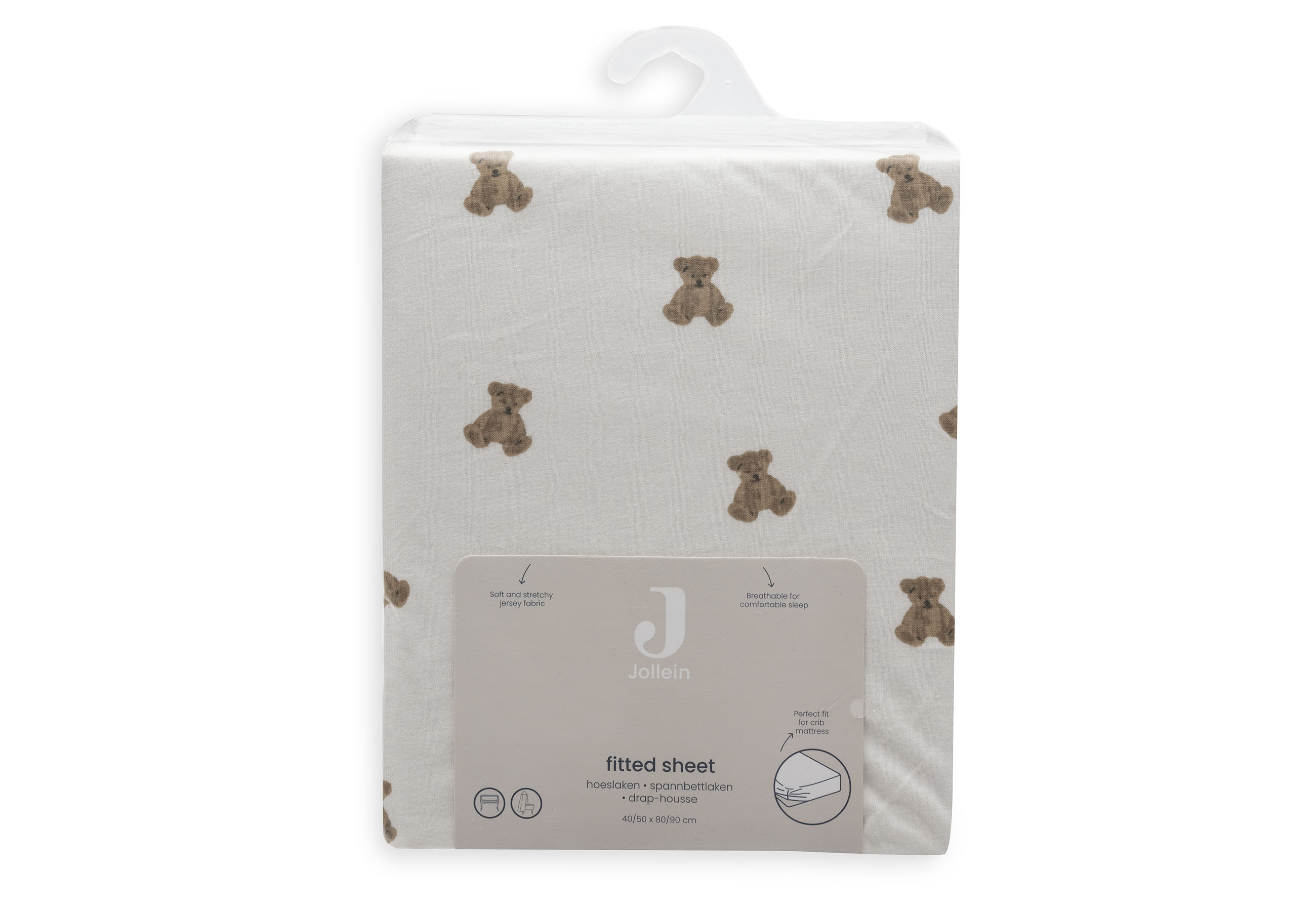 Jollein Dra-på-lakan Jersey 40/50x80/90cm Mini Teddy Bear - 4