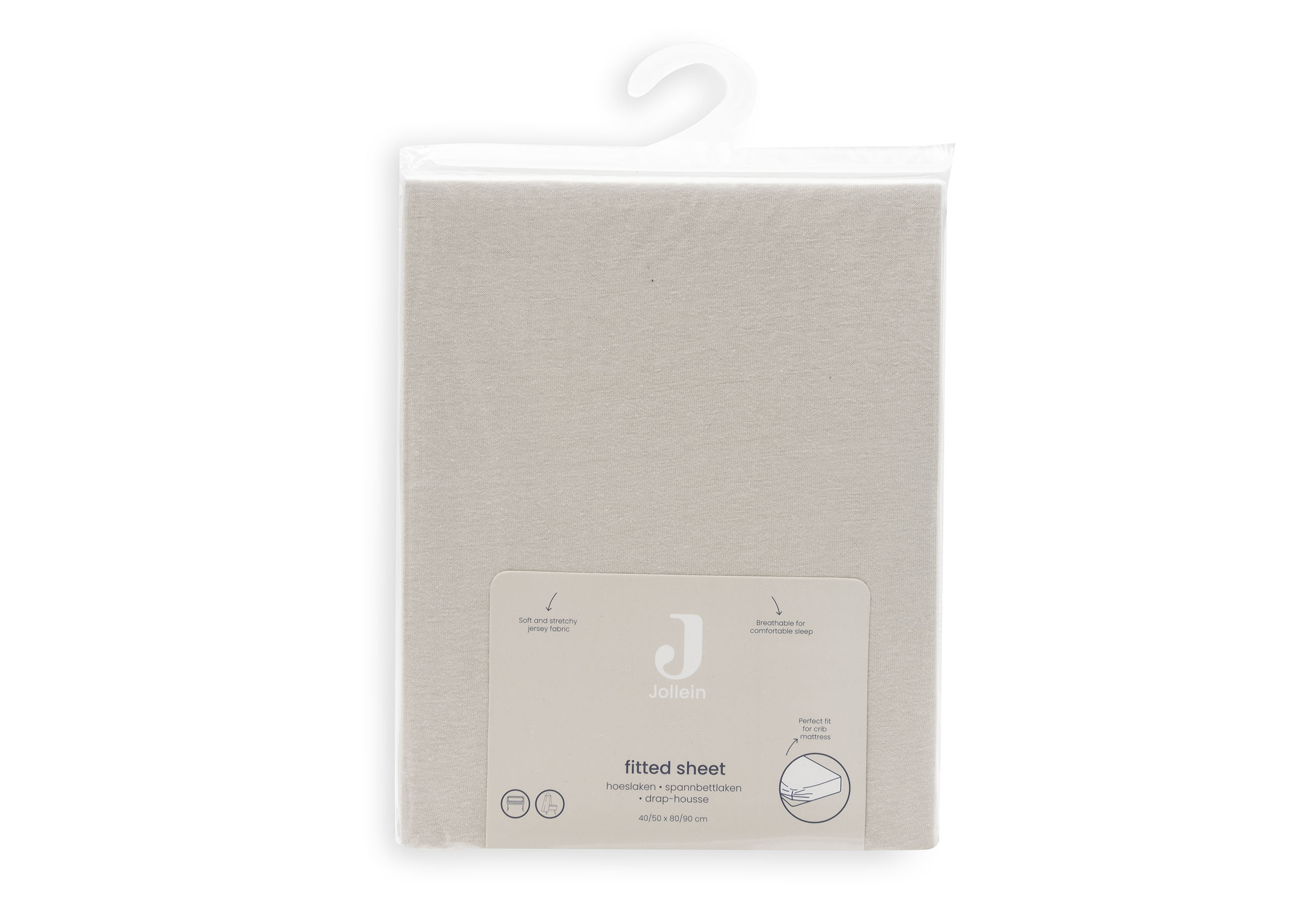 Jollein Dra-på-lakan Jersey 40/50x80/90cm Sand - 4