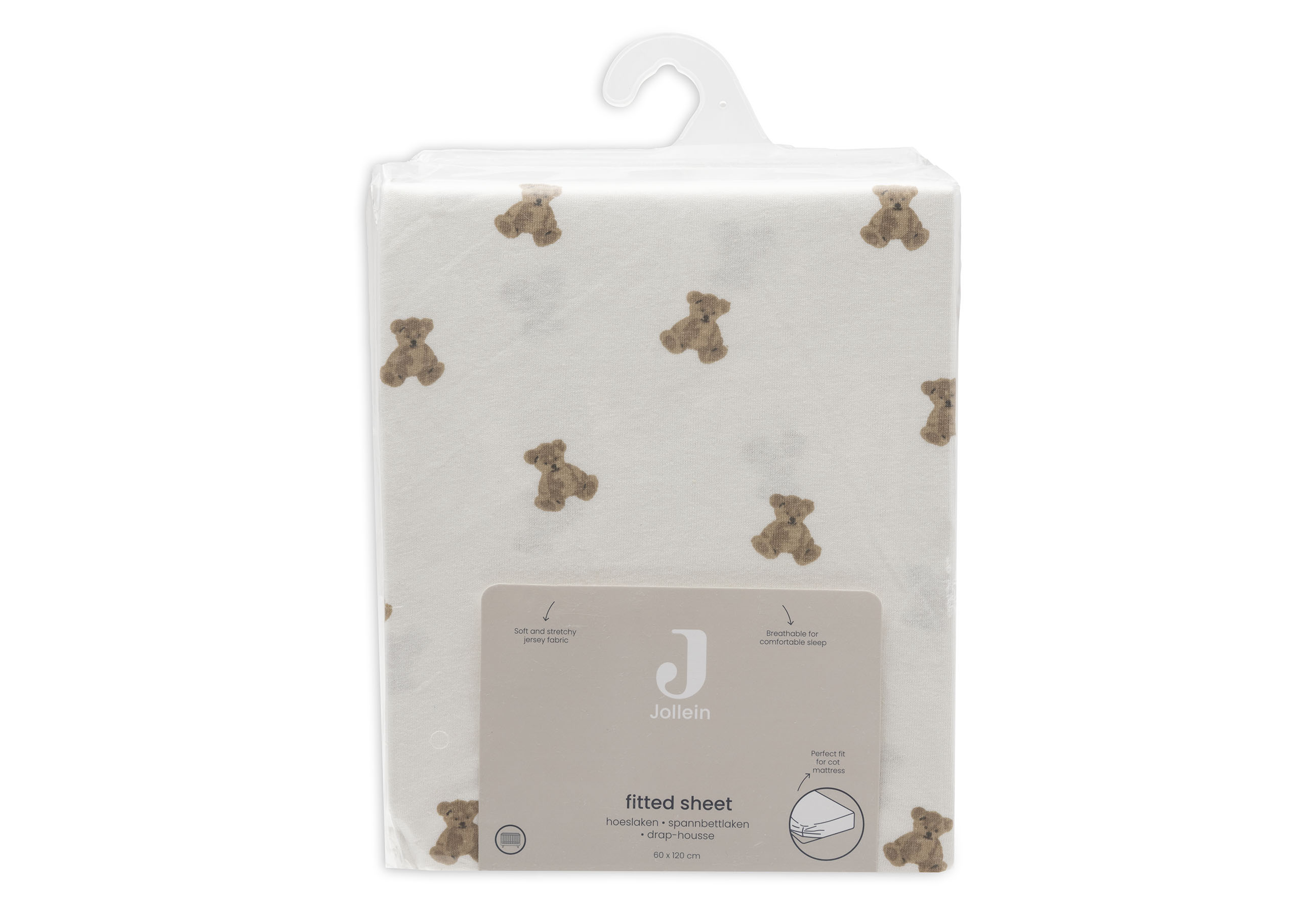 Jollein Dra-på-lakan Jersey 60x120cm Mini Teddy Bear - 4