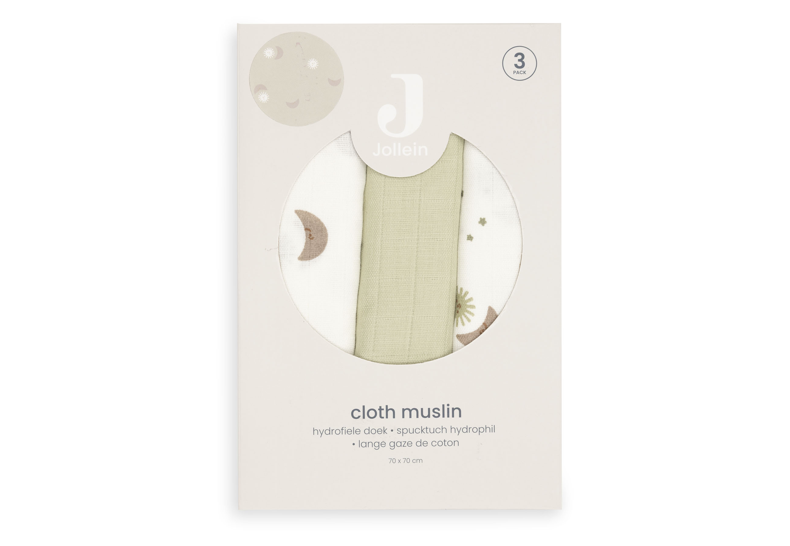 Jollein Muslinfilt 70x70cm Over the Moon (3pack)