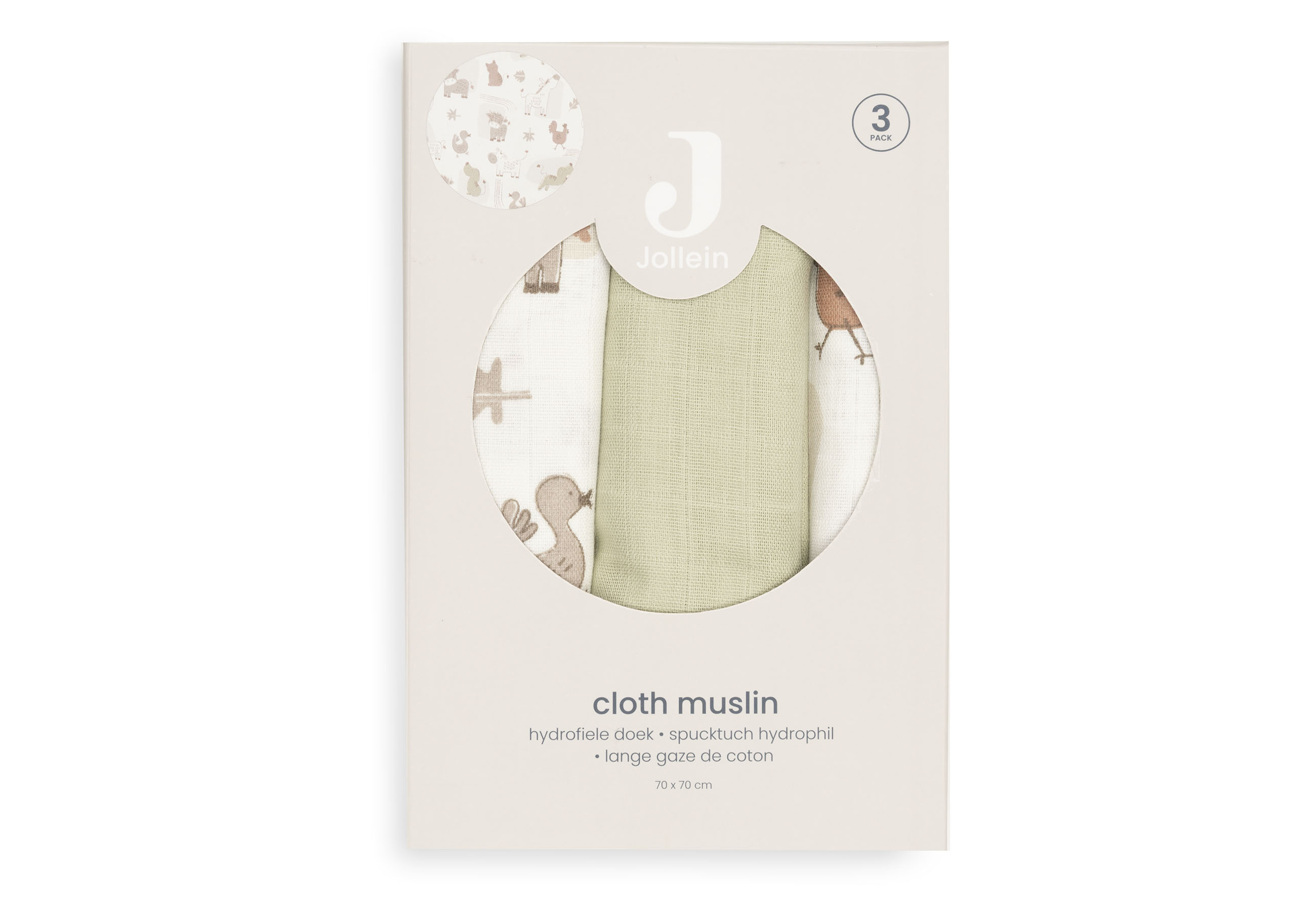 Jollein Muslinfilt 70x70cm Barn Buddies (3pack)