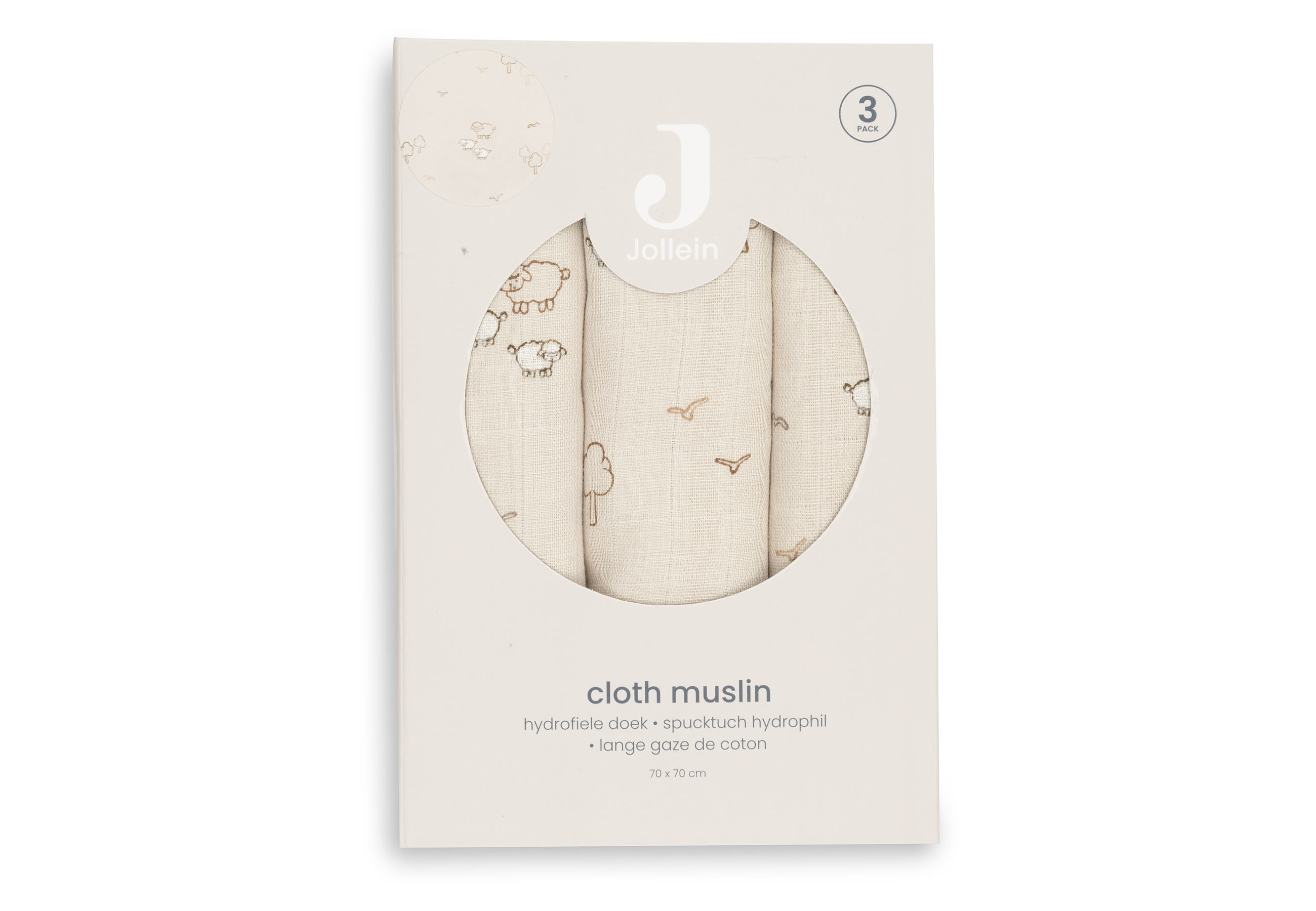 Jollein Muslinfilt 70x70cm Woolly (3pack)
