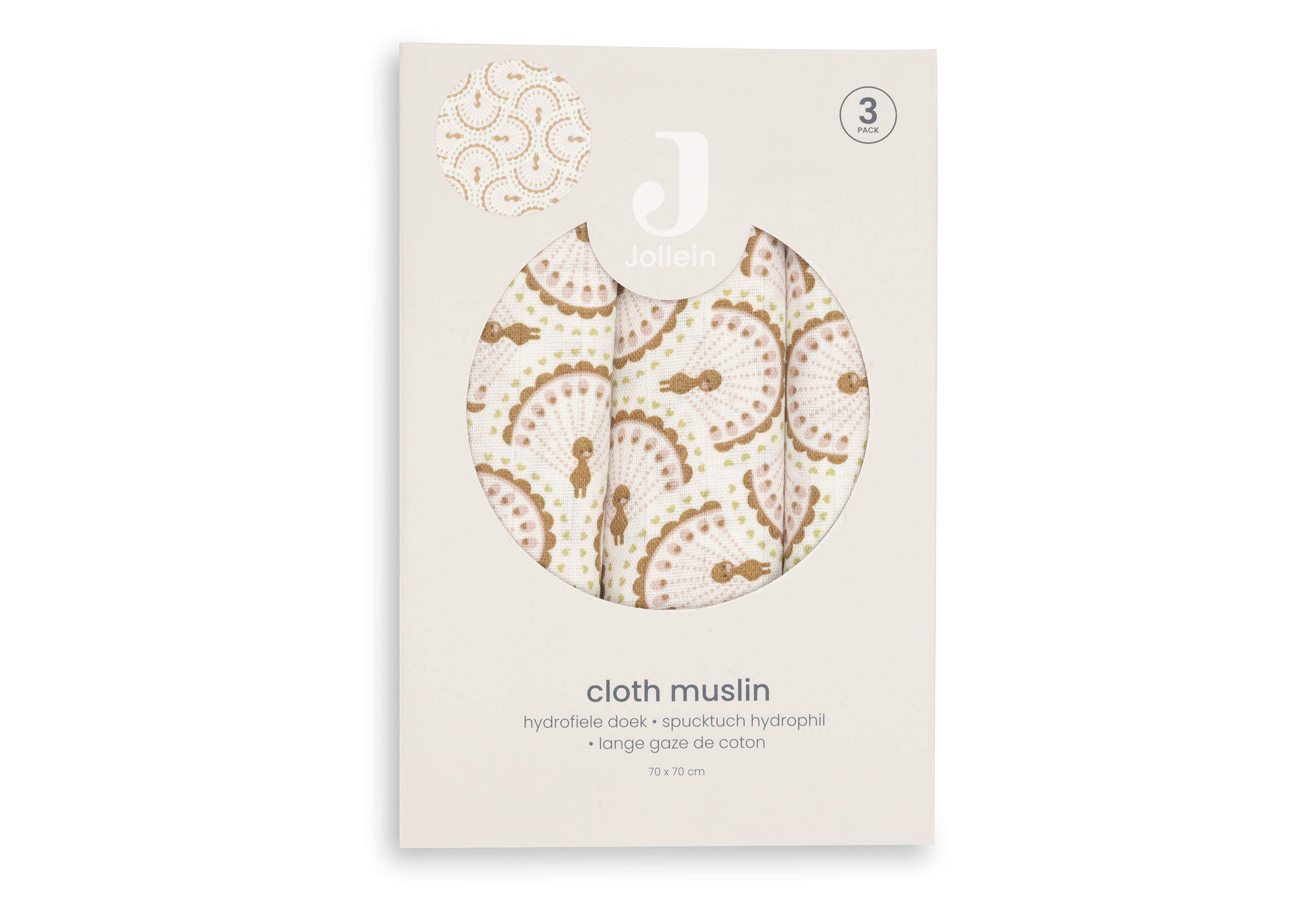 Jollein Muslinfilt 70x70cm Soft Plumes (3pack)