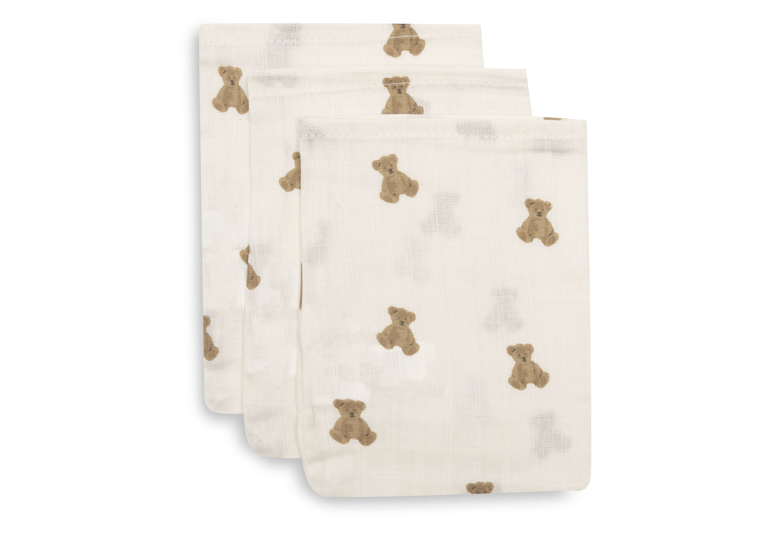 Jollein Tvättvante Muslin 15x20cm Mini Teddy Bear (3pack)