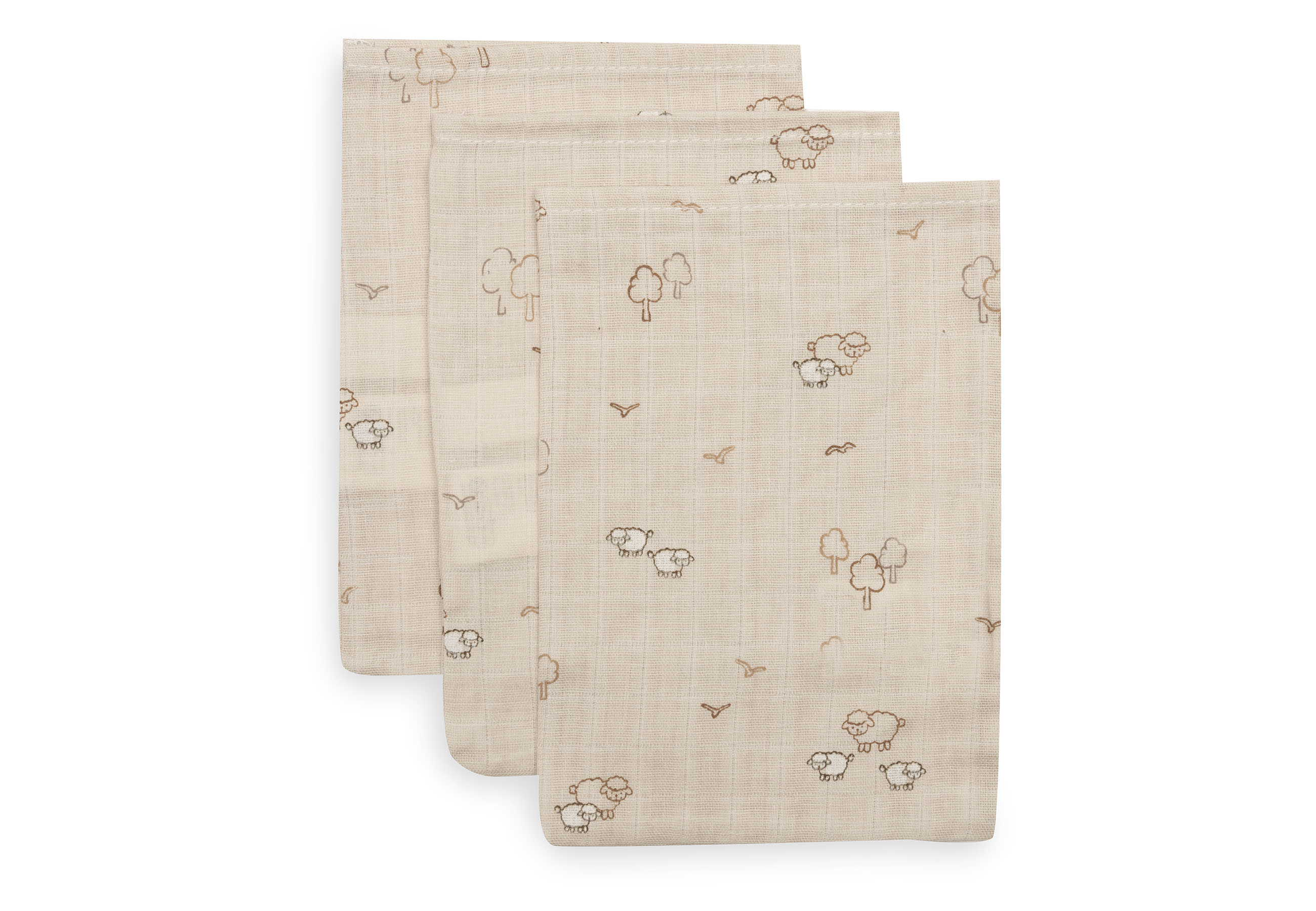Jollein Tvättvante Muslin 15x20cm Woolly (3pack)