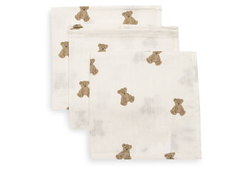 Jollein Tvättlapp i Muslin 31x31cm Mini Teddy Bear (3pack)