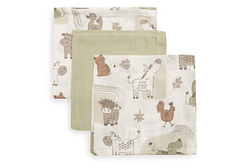Jollein Tvättlapp i Muslin 31x31cm Barn Buddies (3pack)