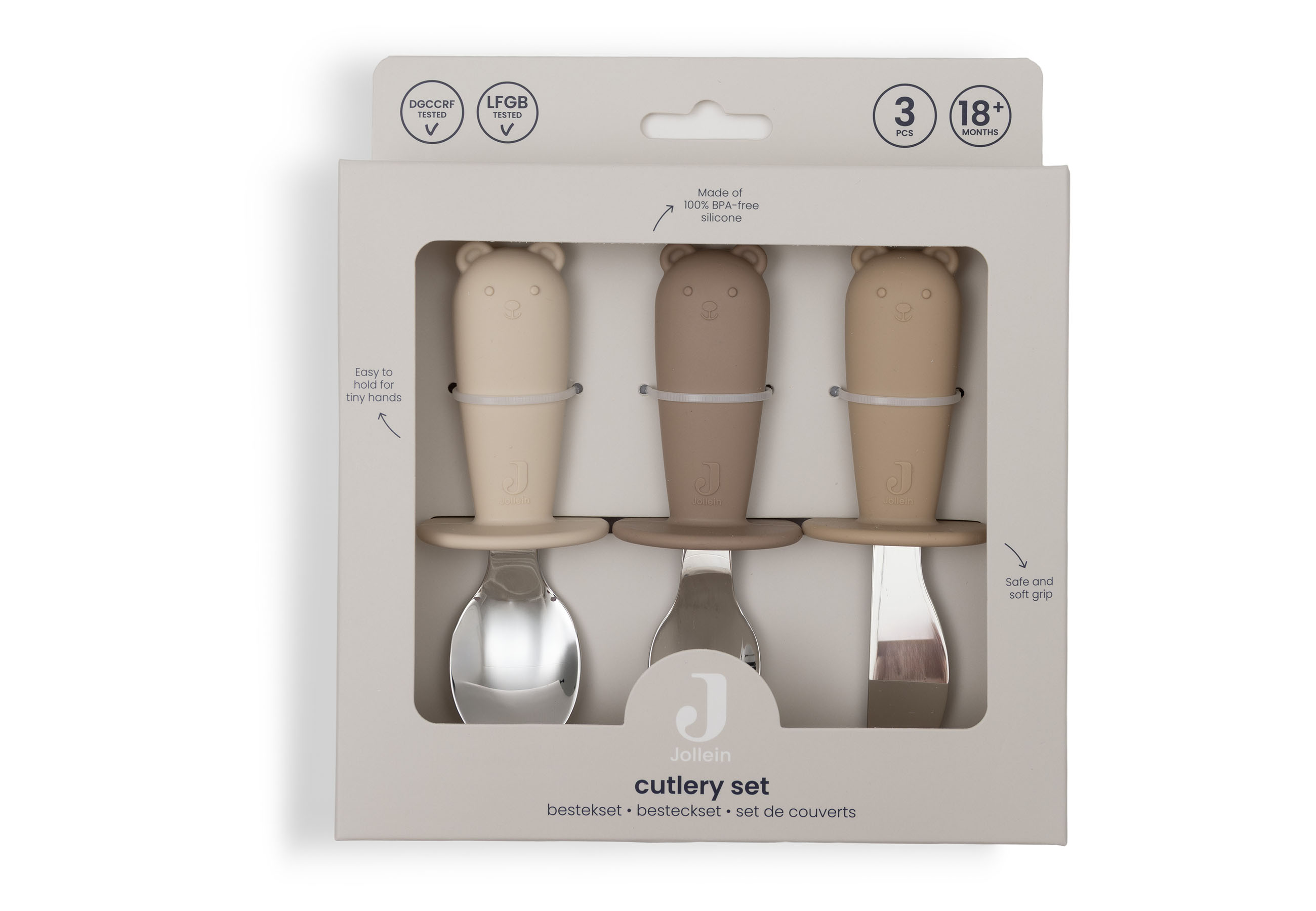 Jollein Bestick set i Silikon Natural Shades - 3