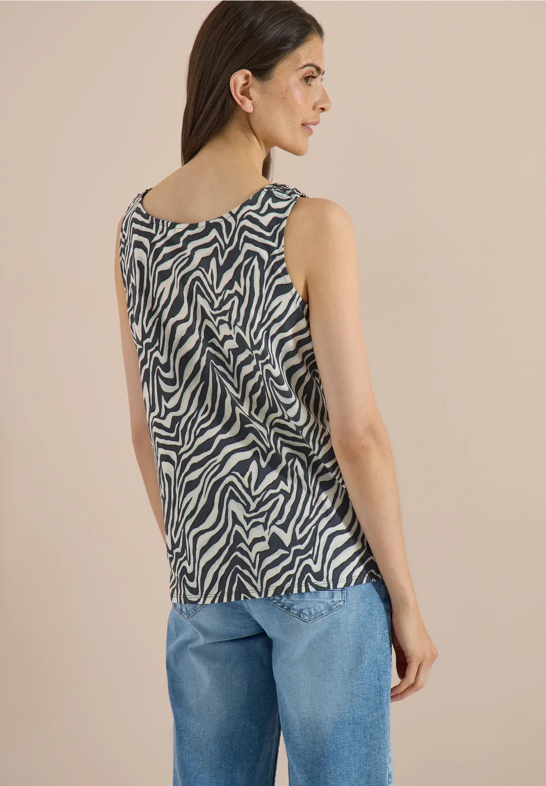EOS Small Zebra AOP Smock Top - Green - Cecil