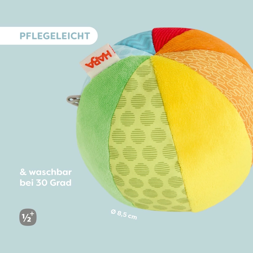 HABA Sensorisk boll med Skallra – Mjuk Babyboll i Tyg | KoKoBello - 4