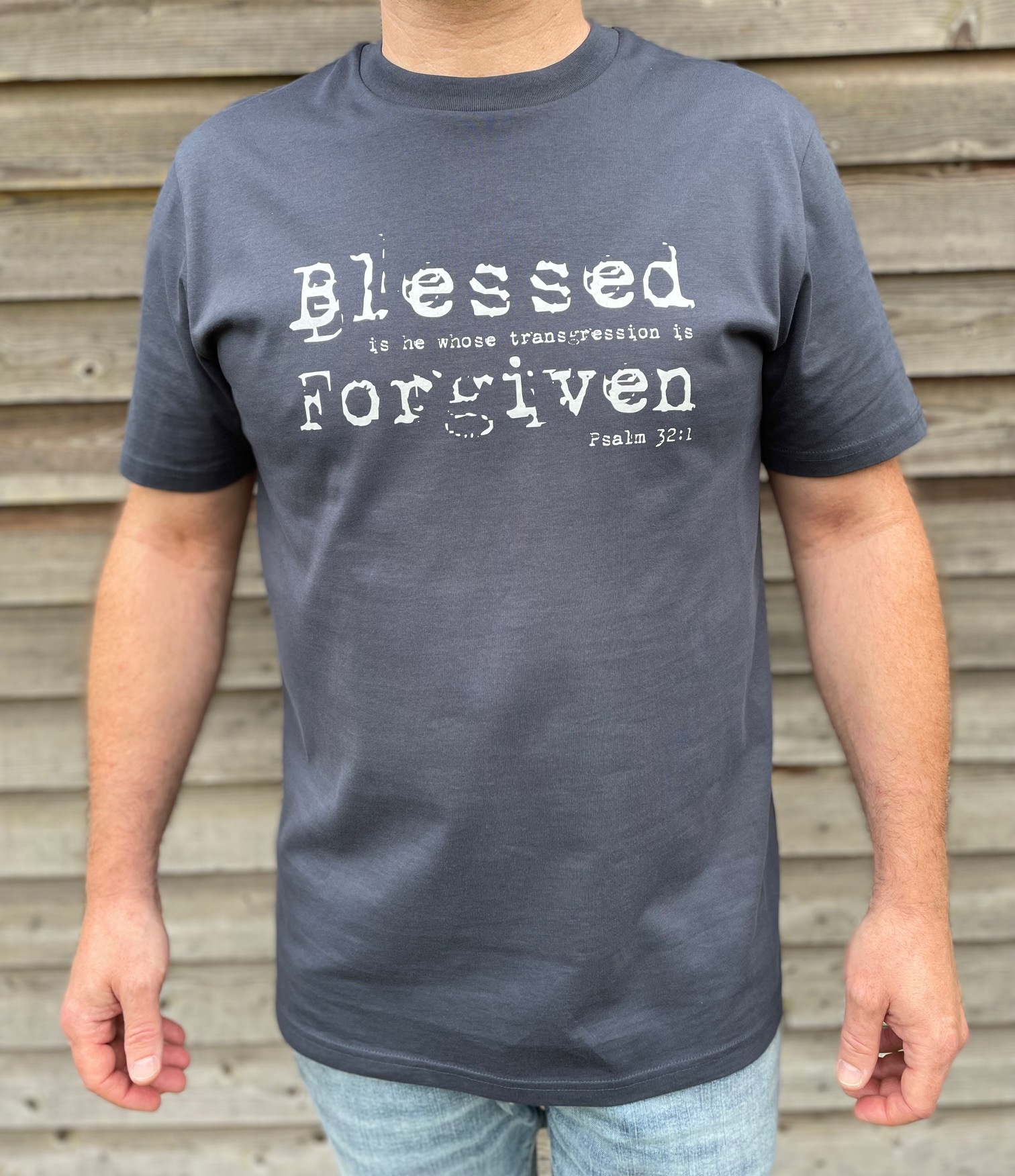 T-SHIRT - Blessed Forgiven - India Ink Grey