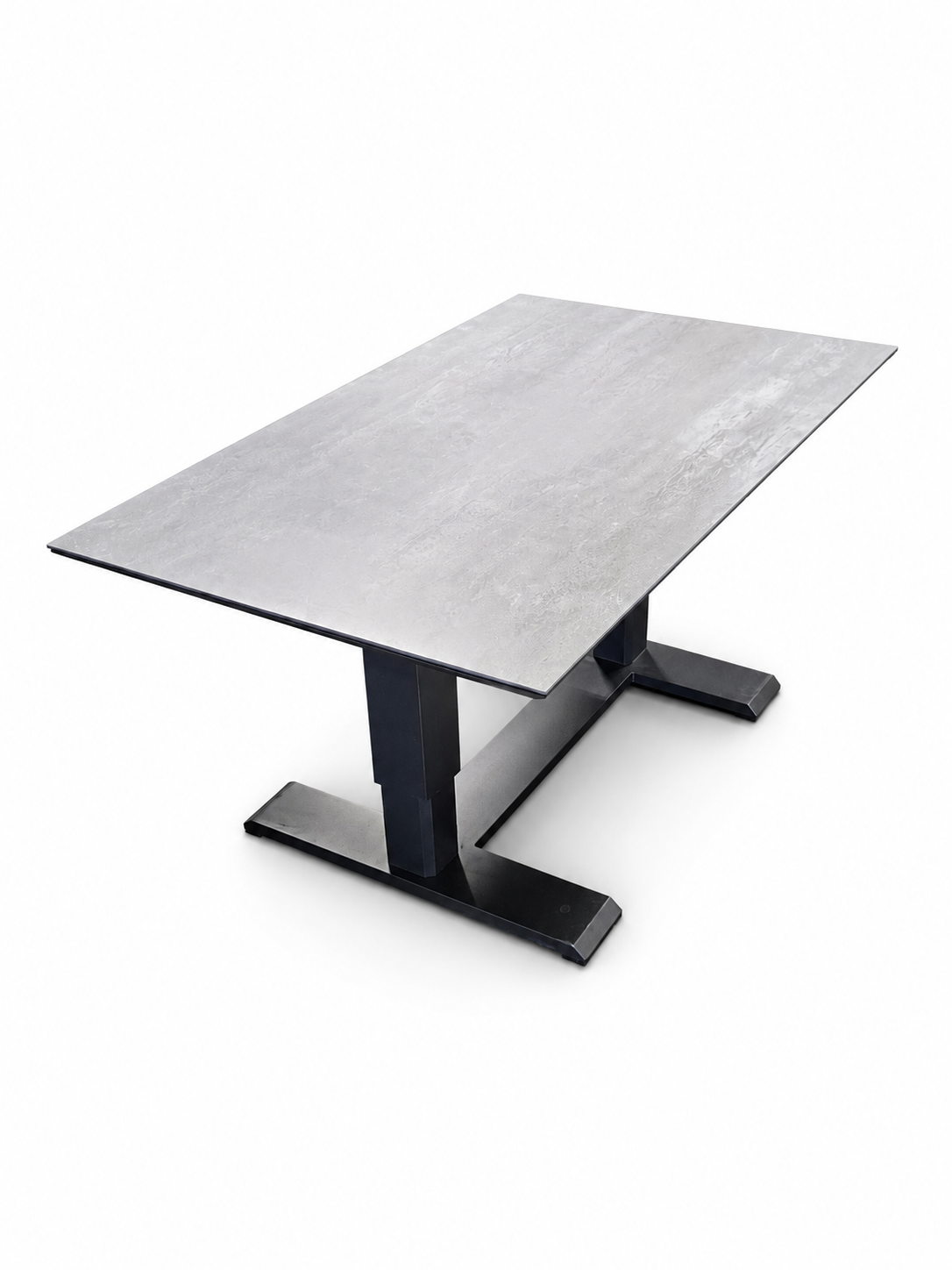 Höj- och sänkbart loungebord med gråprintad glasskiva