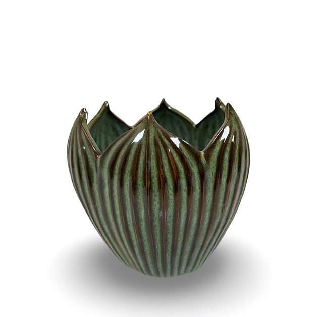 Grön kruka i stengods 10 cm – Miljögården