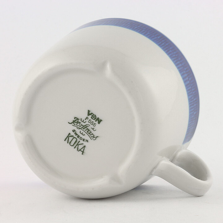 Hertha Bengtsson (Koka 1953) Teacup with Blue Linear Decor 12 cm (No Saucer) [Sample Images] 