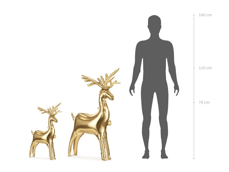 Storleksjämförelse mellan stående folieballong ren 83 cm och 124 cm