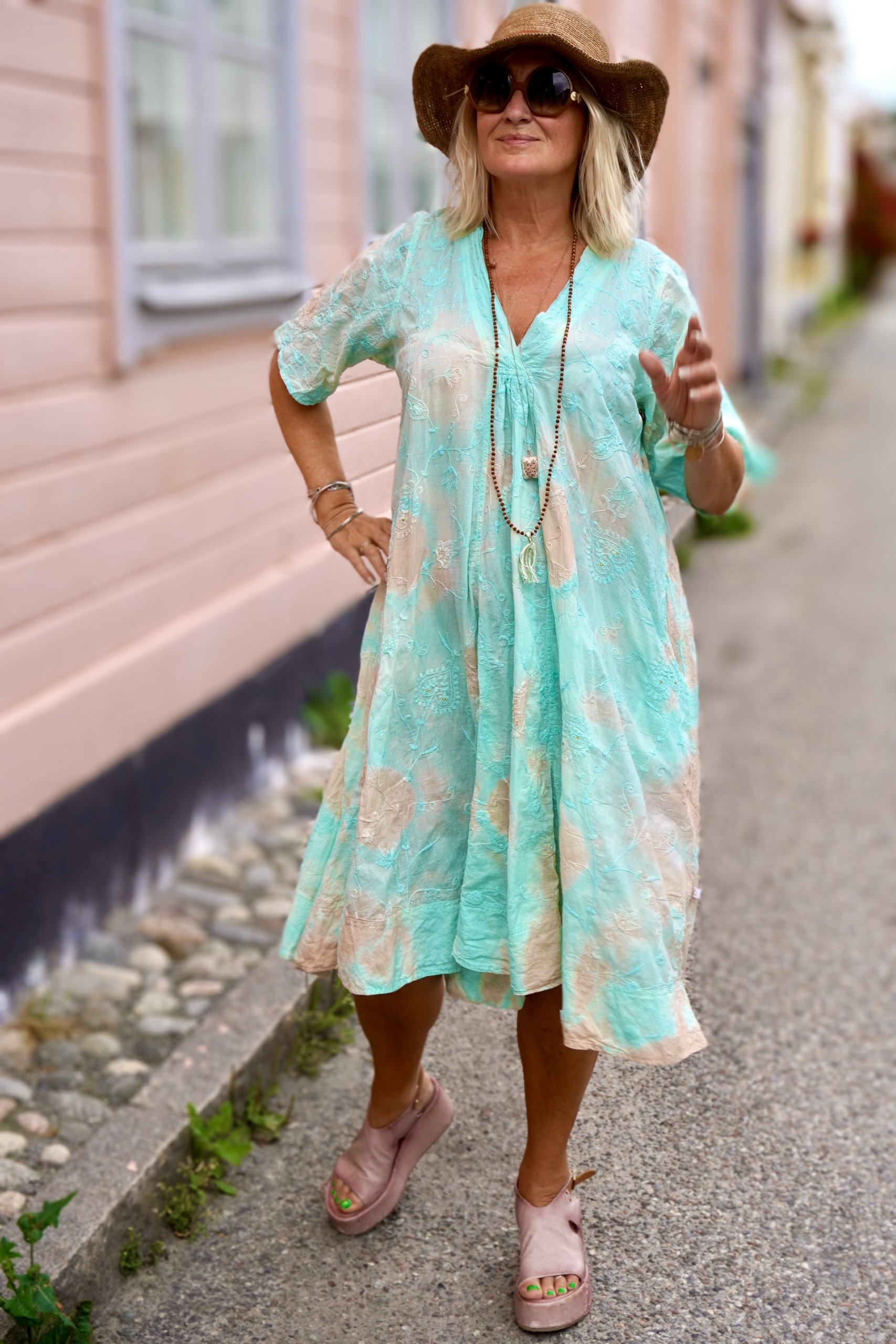 ANITA COTTON BATIK DRESS MINT LATTE  - 3