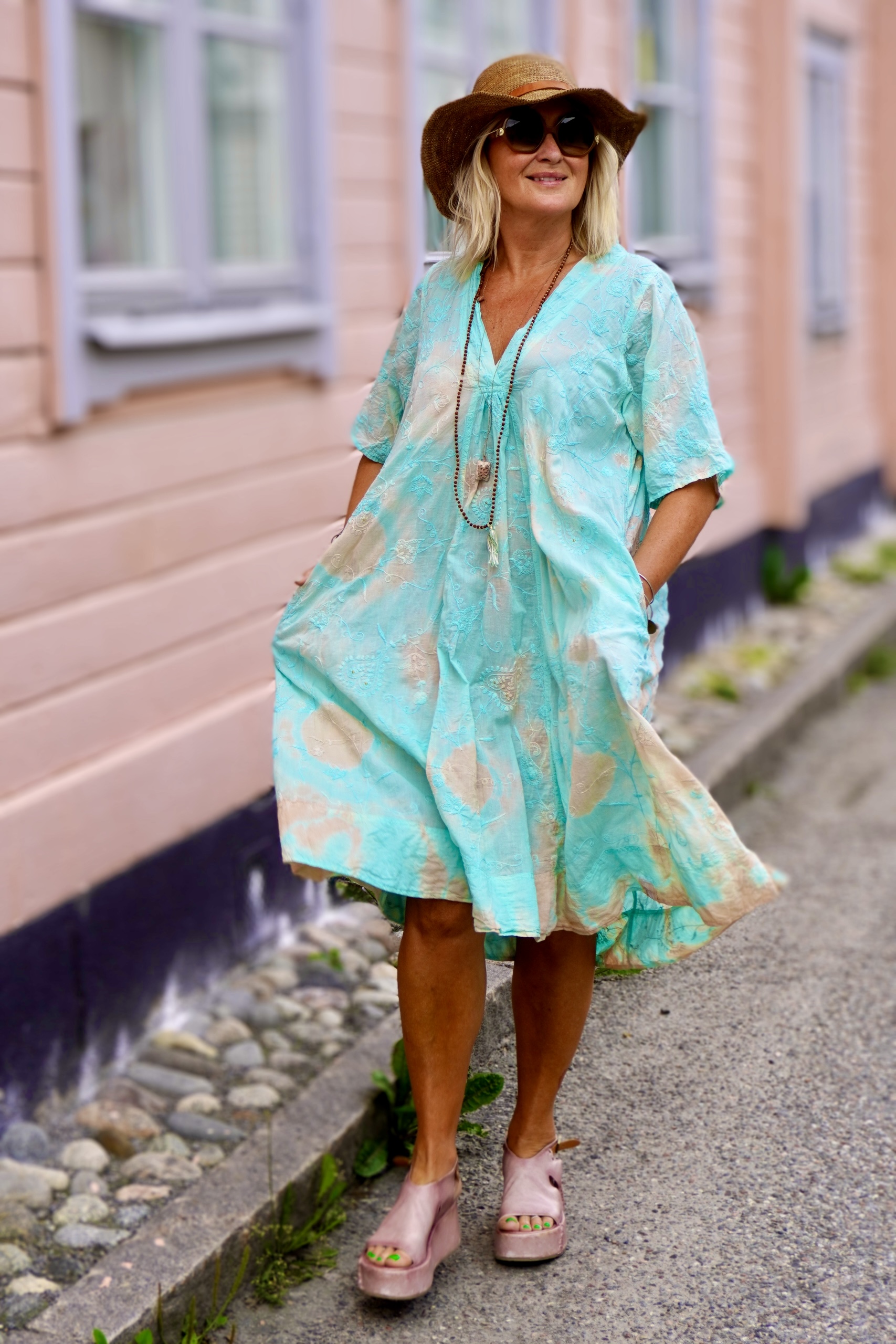 ANITA COTTON BATIK DRESS MINT LATTE 