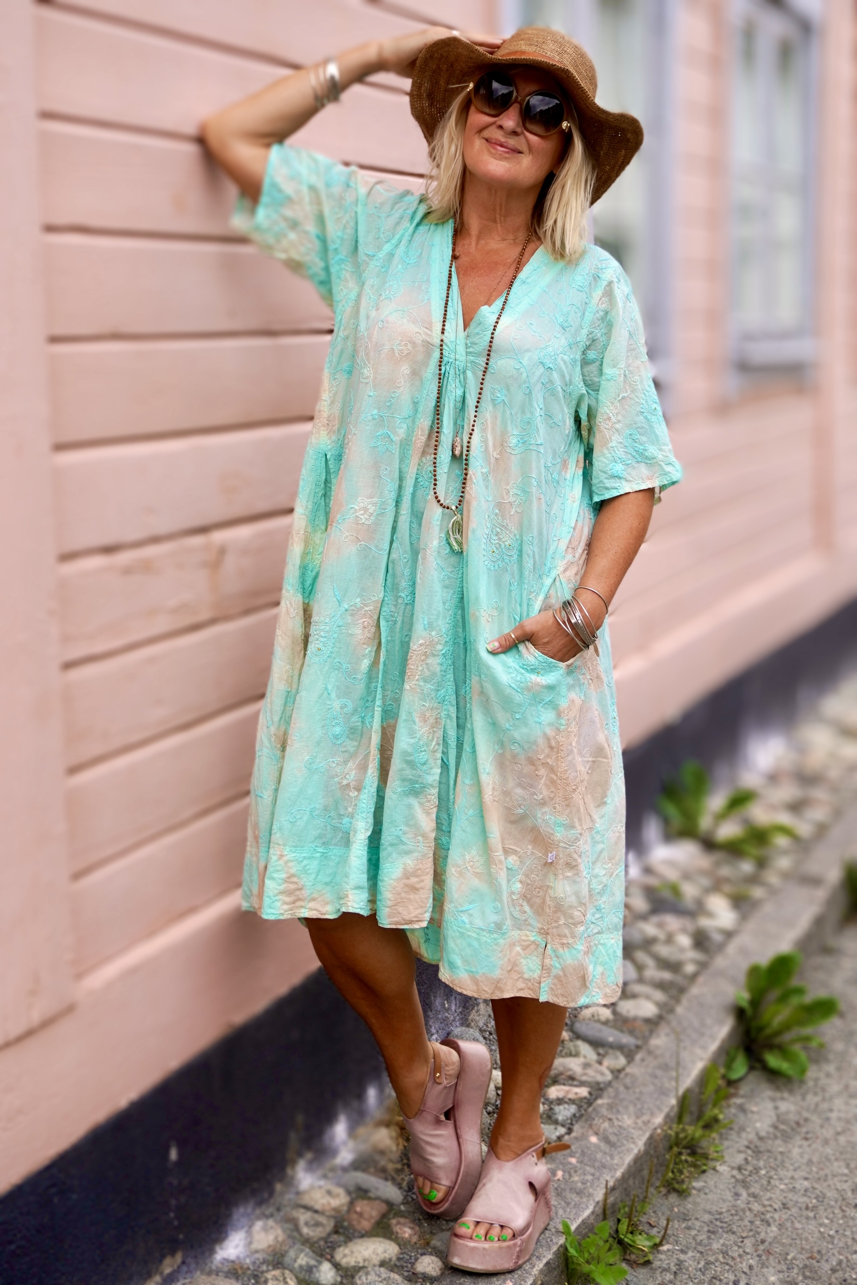 ANITA COTTON BATIK DRESS MINT LATTE  - 4