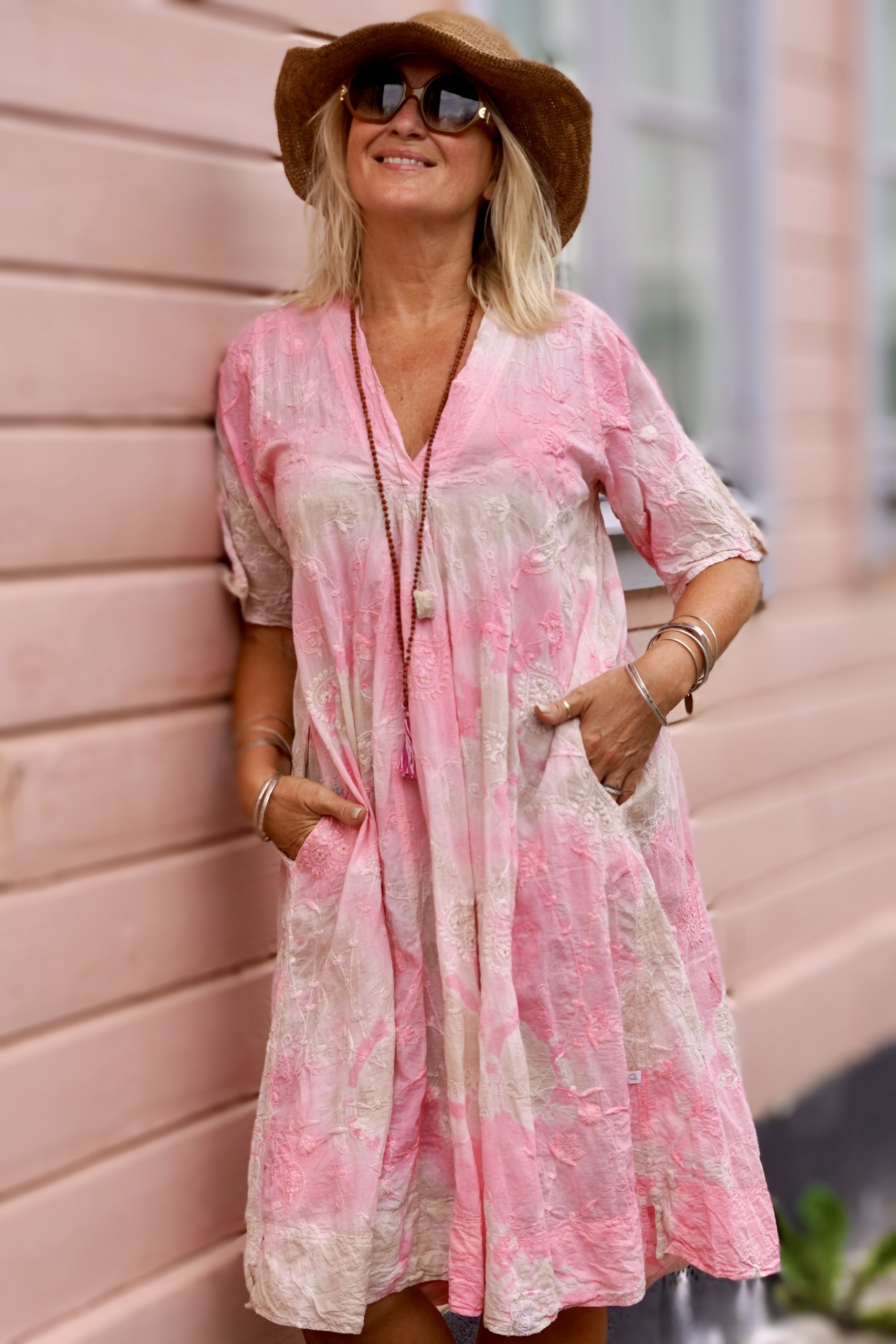ANITA COTTON BATIK DRESS PINK LATTE 