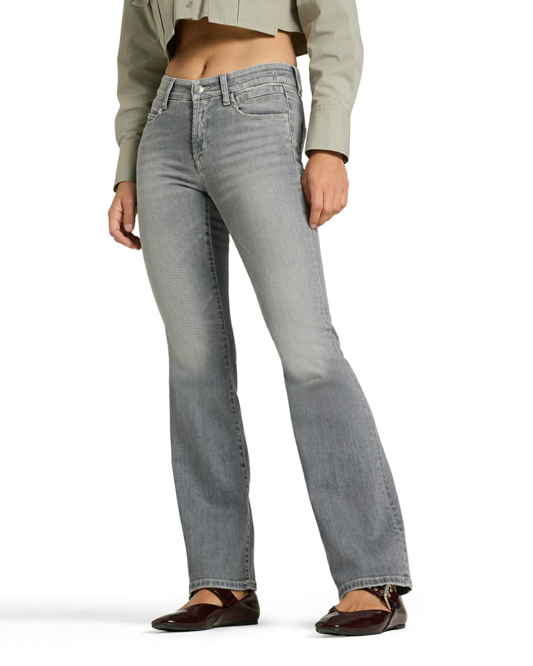 Jeans Paris flared grey smoky mellangrå